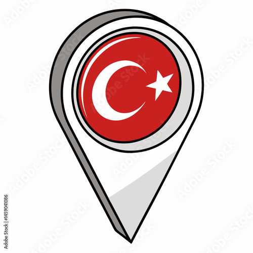 Free Download Map pin icon with Turkish flag for travel themes. - GFXLoad