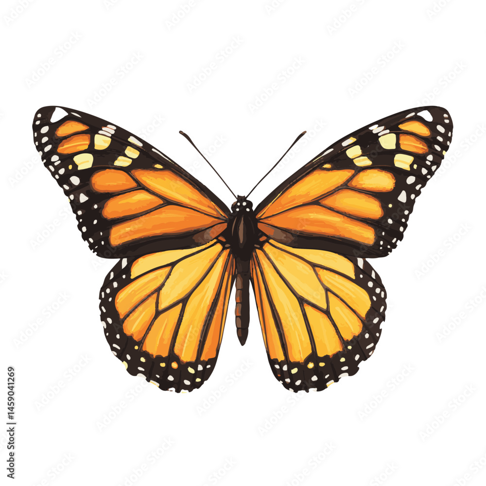 Fototapeta premium Vector Illustration Of A Beautiful Monarch Butterfly Isolated On White Background