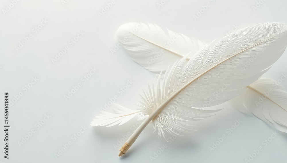 Naklejka premium Close-up of pristine white feathers against a bright backdrop , texture, smooth, white background