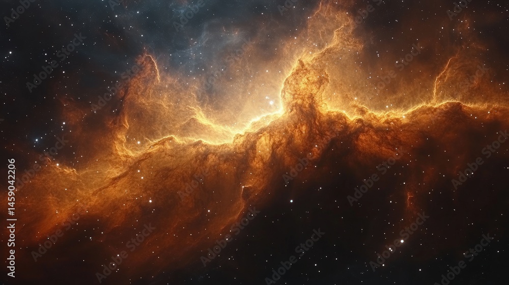 Cosmic nebulae with fiery orange clouds. Cosmic nebulae with fiery orange clouds.