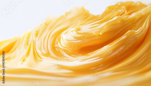 Golden, viscous substance flowing in swirling patterns.