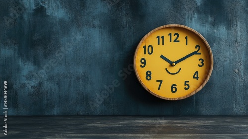 Wallpaper Mural Bright yellow clock against a dark textured background emphasizing time and simplicity in a minimalist setting Torontodigital.ca