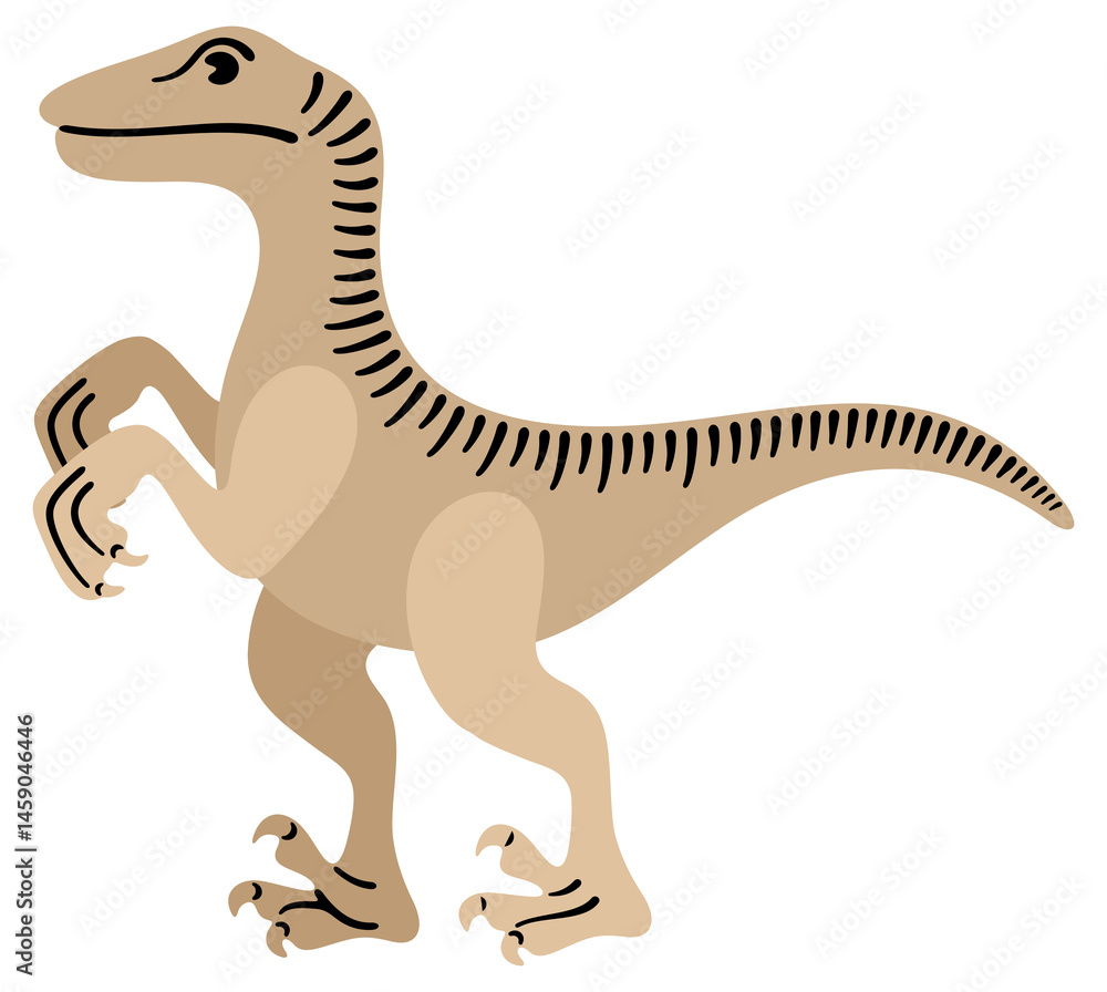 Fototapeta premium Velociraptor, dinosaur, raptor, reptile. Animal, nature, prehistoric, extinct and fossil, illustration