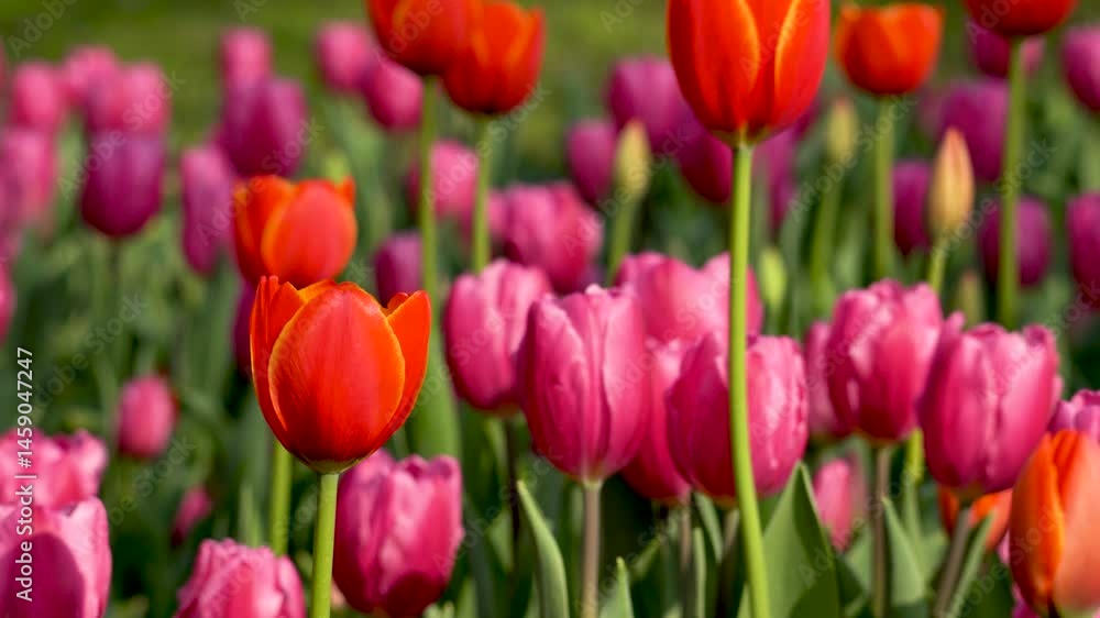 Colorful tulips blooming in a vibrant spring garden Colorful tulips blooming in a vibrant spring garden