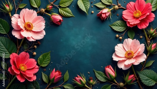 Intricate blooms & leaves, rich hues, woven texture, floral tapestry, textile, luxury