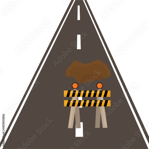 vector of a pothole covered with construction signs or warnings
