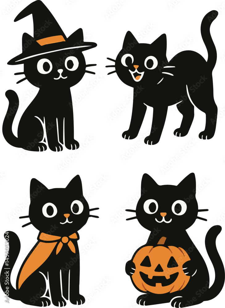 Obraz premium Create a cute cat vector art color with white background.