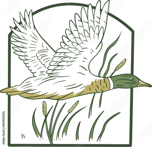 duck hunting illustration vector logo