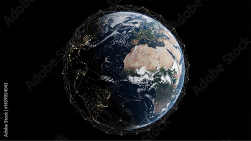 Earth Globe with Digital Network