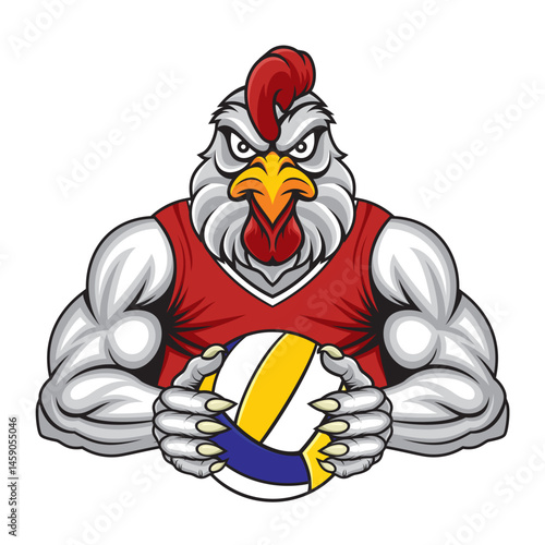 chicken volleyball mascot vector illustration design