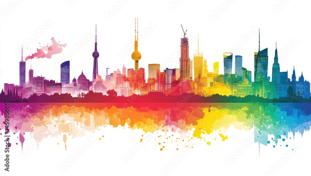 Obraz premium Colorful City Skyline