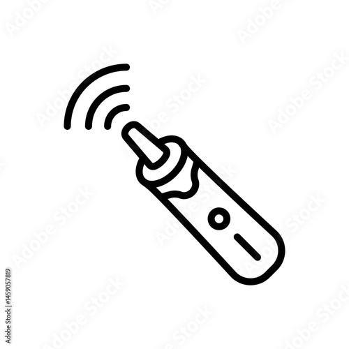 Smart Spoon Ear Stick Outline Icon. Device for Cleaning Ears Line Vector Isolated Symbol