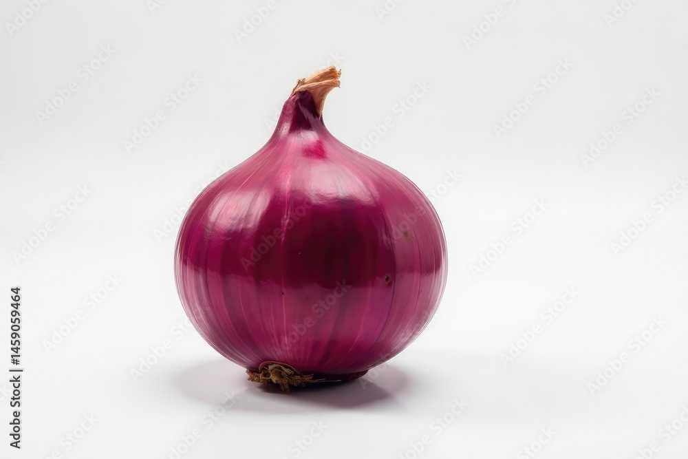 Fototapeta premium Single red onion, clean white backdrop High-res detail , macro, isolated