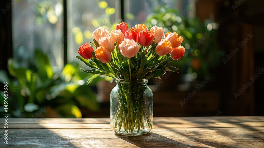 Bouquet of tulips in a glass vase Bouquet of tulips in a glass vase