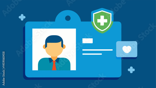 Digital Health ID A stylized representation of a health ID card combined with blockchain symbols showing how blockchain can secure and authenticate individual health identities.
