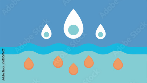 Hydration Boost An illustration of droplets being absorbed into the skin with a visual representation of the nanotechnology increasing hydration levels in the deeper layers.
