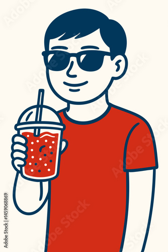 Man drinking bubble tea
