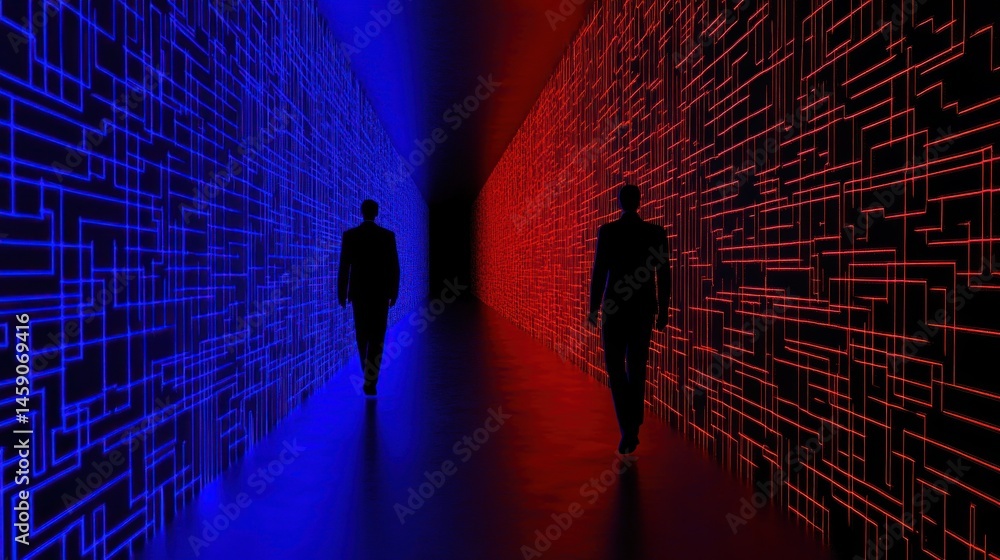 Fototapeta premium Binary Pathways: A Digital Divide Depicted