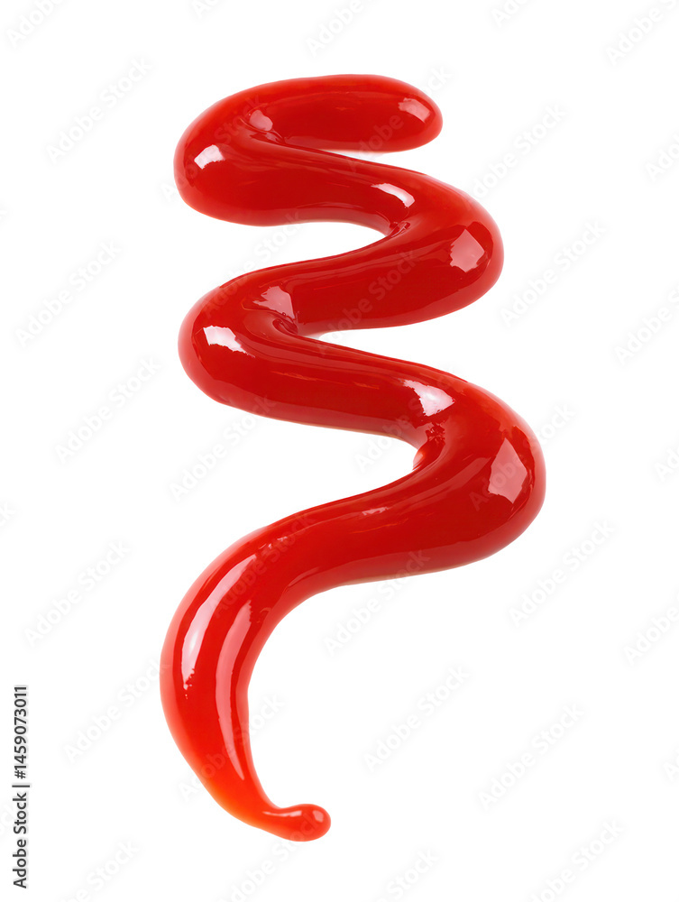 Drawn Curved Ketchup Line Isolated Drawn Curved Ketchup Line Isolated