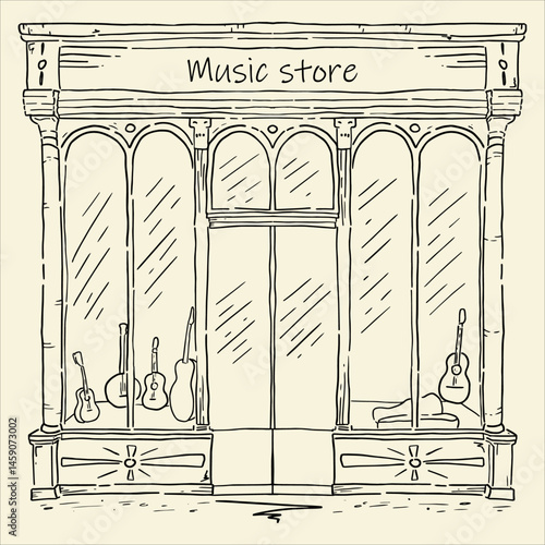 Vitrines de magasin, inspiration parisienne, Tourisme parisien, architecture française, Europe, fichier vectoriel