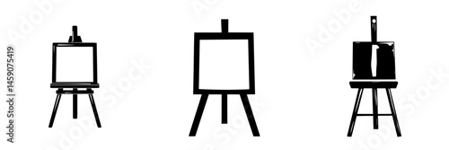Empty easels displayed in a minimalist design, showcasing a creative workspace for artists and art enthusiasts
