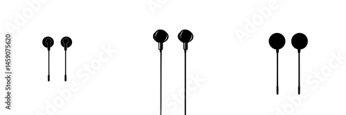 Stylish flat black icon of earphones on a minimalistic background showcasing modern audio accessories for music lovers