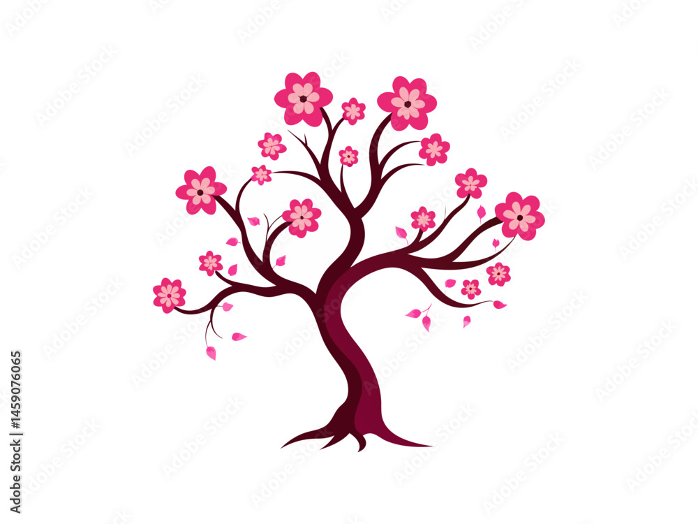 Fototapeta premium Elegant Fantasy Tree with Colourful Flowers