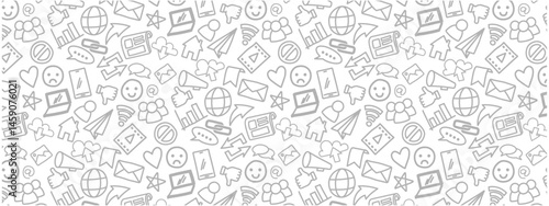 Social media seamless pattern doodle hand drawing drawn sketch messy grunge