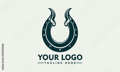 Ornate Metallic Horseshoe with Decorative Swirls and Studs Symbolizing Luck and Tradition. Decorative Object Concept