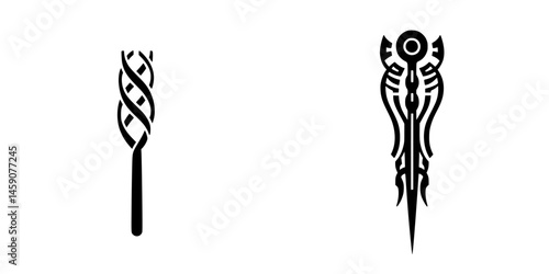 Decorative flat black icons representing artistic designs suitable for various creative projects and graphic applications