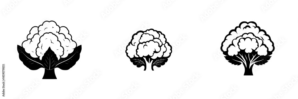 Stylized flat black icons depicting various tree shapes suitable for design and graphic projects Stylized flat black icons depicting various tree shapes suitable for design and graphic projects