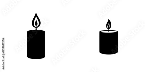 Black icon of two candles, one lit and one unlit, showcasing simple design suitable for various applications