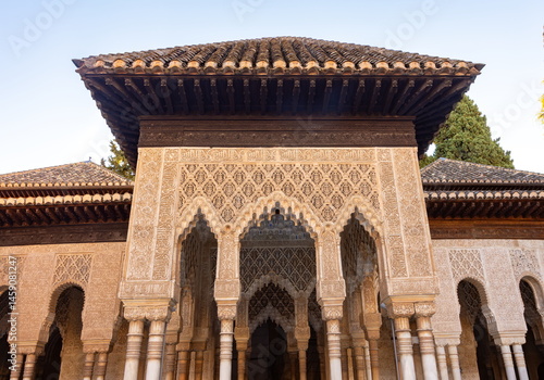 Court of Lions in Nasrid palace of Alhambra, Granada, Spain