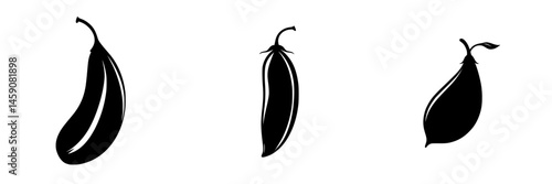Various shapes and forms of peppers displayed in a minimalistic style with a clean white background during daytime