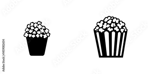 Different styles of popcorn containers seen in a minimalistic design showcasing a variety of popcorn presentations