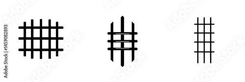 Graphic representations of grid patterns in black on a white background showing different designs and arrangements