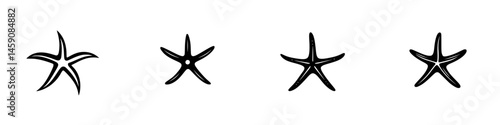 Unique starfish designs displayed in a minimalistic style showcasing ocean life and marine beauty