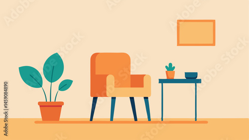 Minimalist Lifestyle A simple room with only a chair and a small houseplant showcasing the beauty of minimalism instead of clutter.