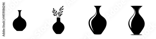 Shapes and designs of various vases in silhouette form highlighting contemporary decorative styles and floral arrangements