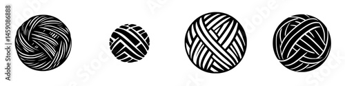 Unique patterns of yarn balls showcasing intricate designs and textures in a minimalist style