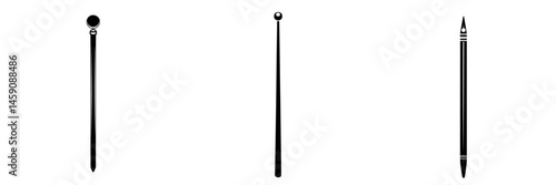 Flat black icons representing various types of styluses or drawing tools used for digital or traditional art applications