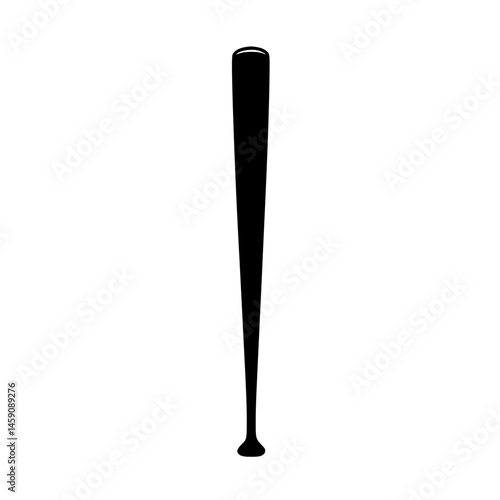 Minimalist black icon representing a baseball bat commonly used in sports and recreational activities for striking balls and training