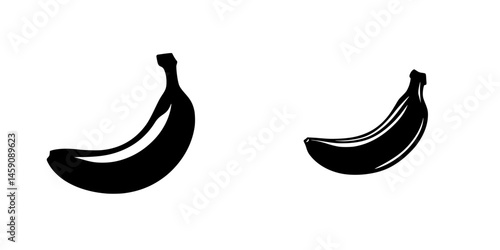 Flat black bananas icon representing healthy food choices in a minimalist design for culinary apps and websites