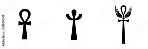 Symbols representing ancient Egyptian culture showcasing ankh variations with distinct designs