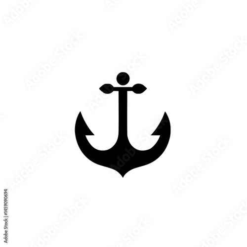 Black anchor icon representing maritime themes and nautical activities for design and branding purposes