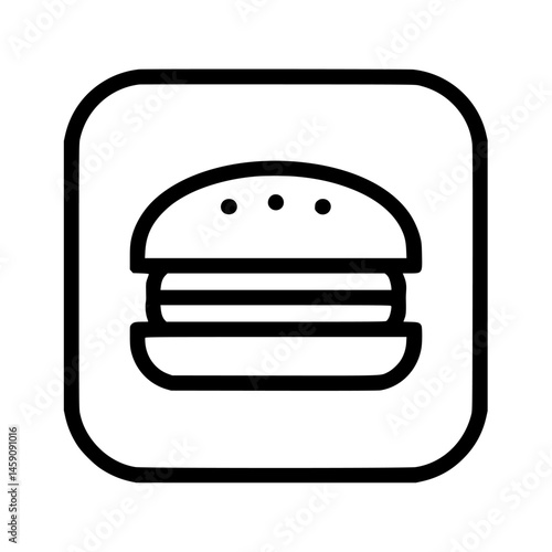 Simple flat black icon representing a hamburger, suitable for menus, apps, or digital graphics in food-related contexts