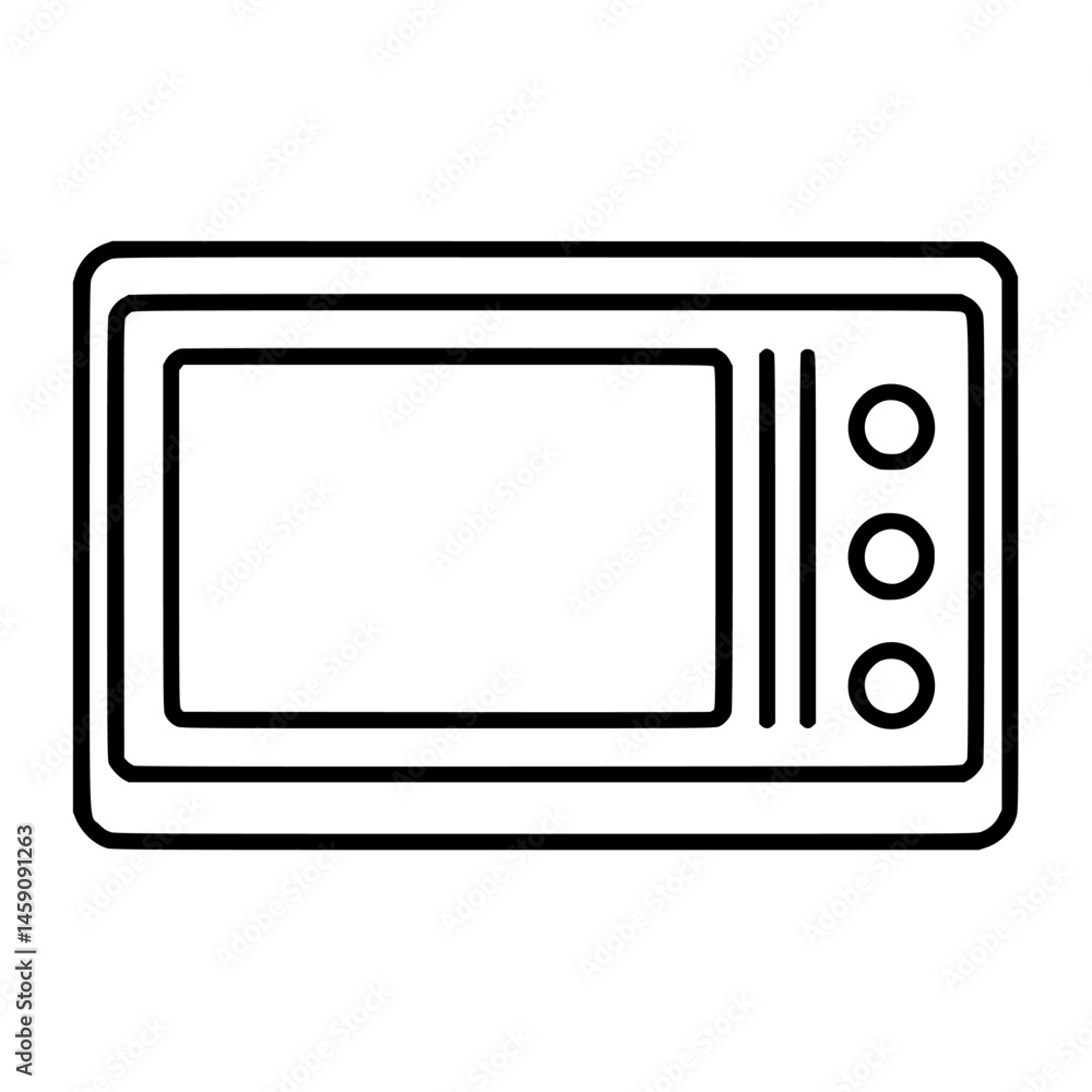 Microwave appliance icon depicting a flat black outline design suitable for various digital applications and user interfaces Microwave appliance icon depicting a flat black outline design suitable for various digital applications and user interfaces