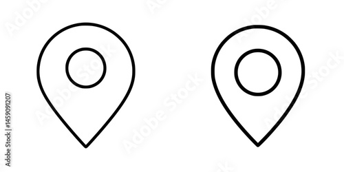 Flat black icon representation of location markers designed for digital applications and mapping tools, emphasizing simplicity and clarity