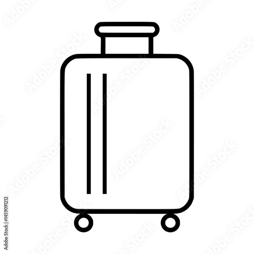Flat black suitcase icon depicting a travel accessory often used for carrying belongings during journeys