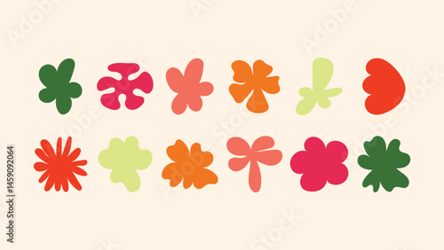 Modern collection of hand drawn design elements- stars, badges, flowers, and abstract shapes for branding, print production, packaging and online visuals.